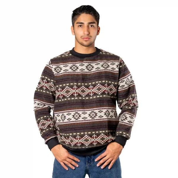 Artisan Brown Andean Pullover with Traditional Designs