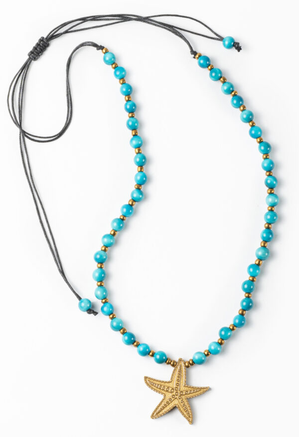 Blue Beads Starfish Necklace Handmade Wholesale Ecuador