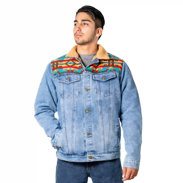 Denim Jacket Handmade with Tribal Andean Embroidery