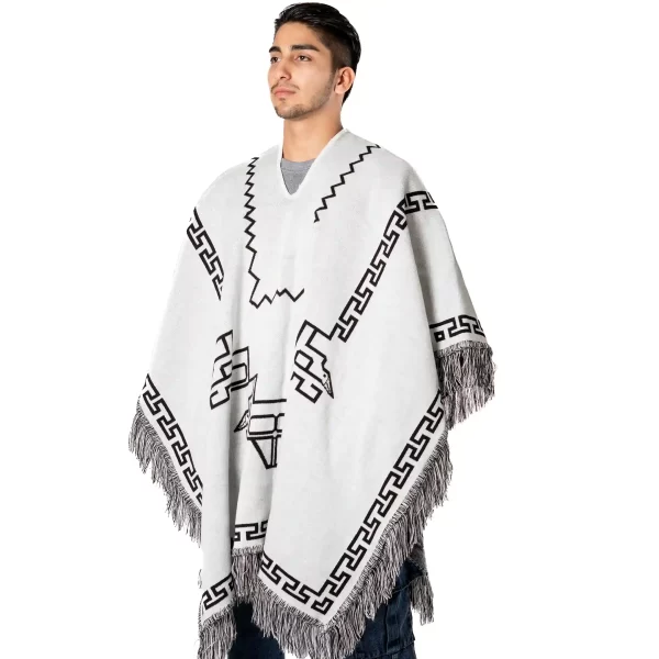 Ecuadorian Artisan Poncho with Hood and Patterns