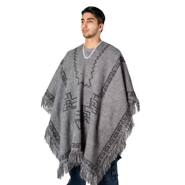 Geometric Pattern Poncho Andean Festival Wear