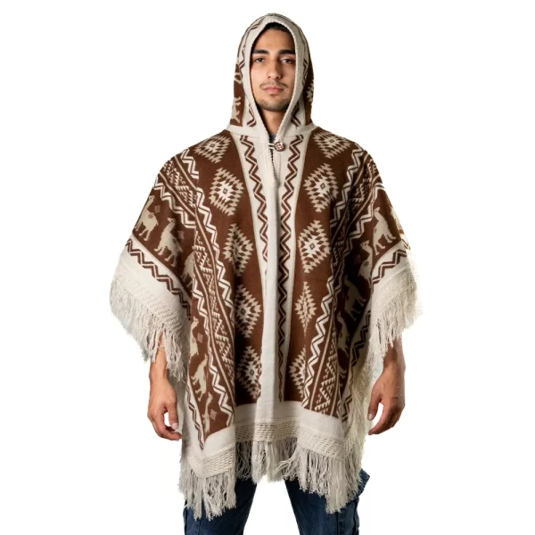 Handmade Alpaca Poncho Hoodie Unique Ecuadorian Craft