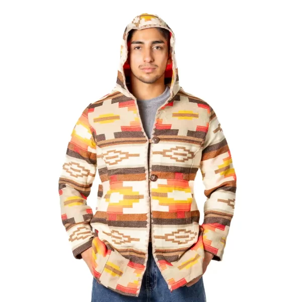 Handmade Andean Hooded Jacket with Tribal Geometric Patterns