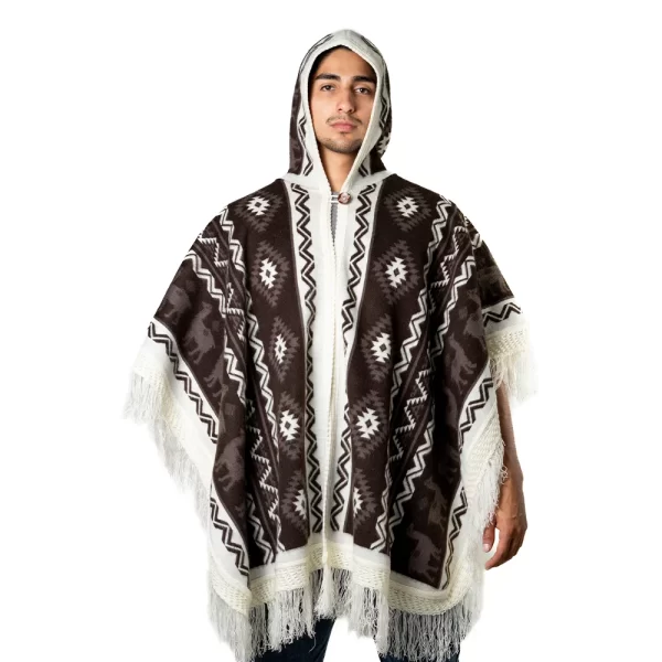 Handmade Festival Poncho Hoodie Andean Tribal Design