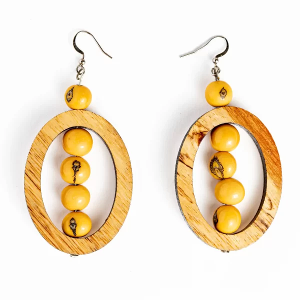 Handmade Tagua Earrings Natural Wood Eco-Friendly