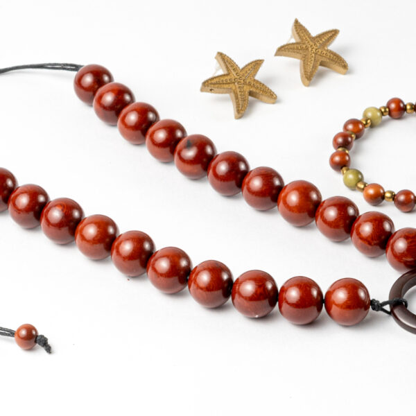 Rustic Red Beaded Tagua Set Necklace & Earrings Wholesale