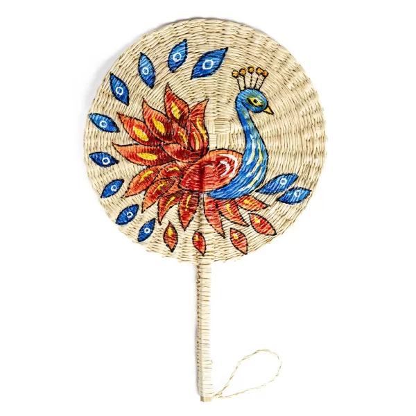 Wholesale Handmade Toquilla Straw Fans Hand Painted
