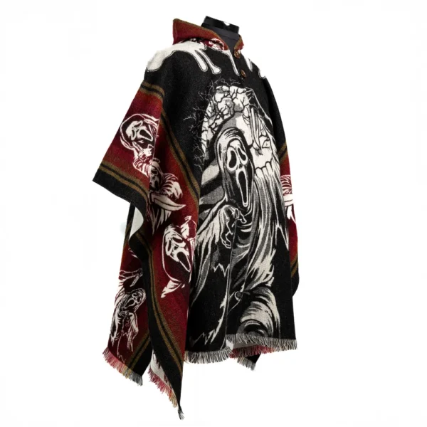 Alternative Fashion Alpaca Poncho Wholesale Handmade Ecuador Artisanal Design Horror Skull