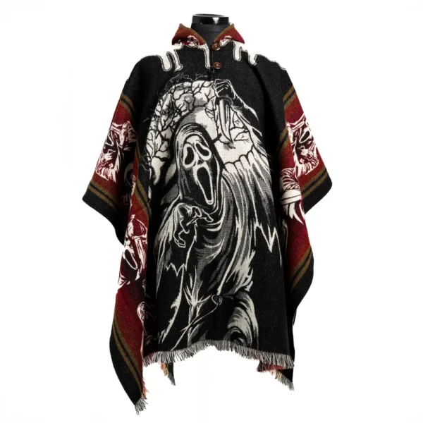 Halloween Style Alpaca Poncho Wholesale Handmade Ecuadorian Unisex Poncho Horror Artisanal