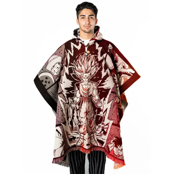 Handmade dragon-style alpaca poncho from Ecuador, wholesale artisanal product