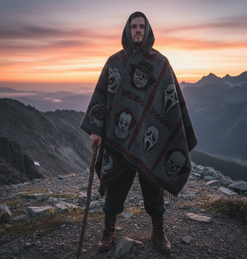 Horror Character Alpaca Poncho Handmade in Ecuador Traditional