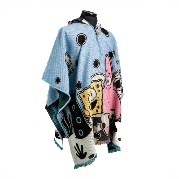 SpongeBob Alpaca Poncho Wholesale from Ecuador Handmade Cartoon Alpaca Ponchos Artesanal Unisex