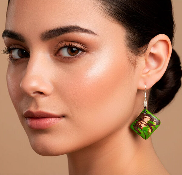 Artisan Tagua Square Earrings Wholesale