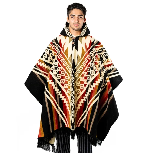 Geometric Andean Alpaca Poncho Wholesale Handmade Ecuador
