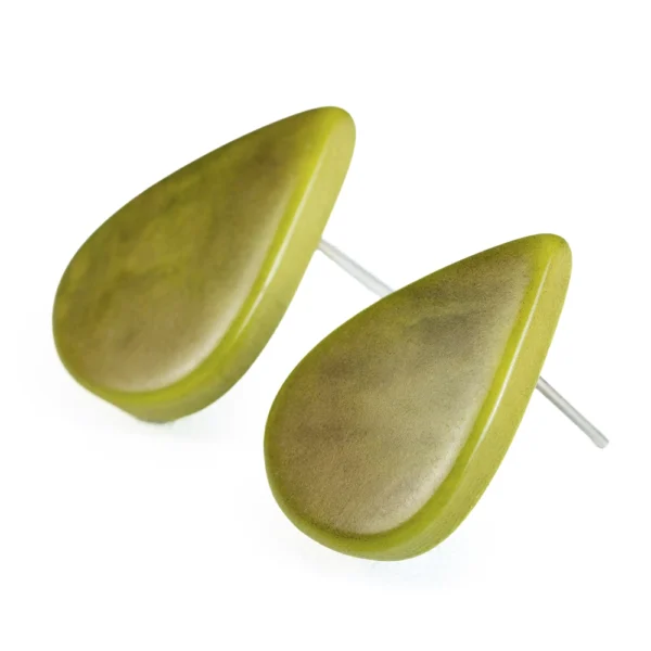 Handcrafted teardrop-shaped tagua earrings, natural jewelry Ecuador Wholesale