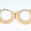 Handmade Toquilla Straw Hoop Earrings Natural Fiber Ecuador