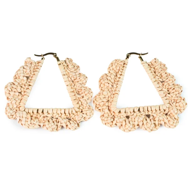Handwoven Toquilla Straw Geometric Statement Earrings Handmade Ecuador