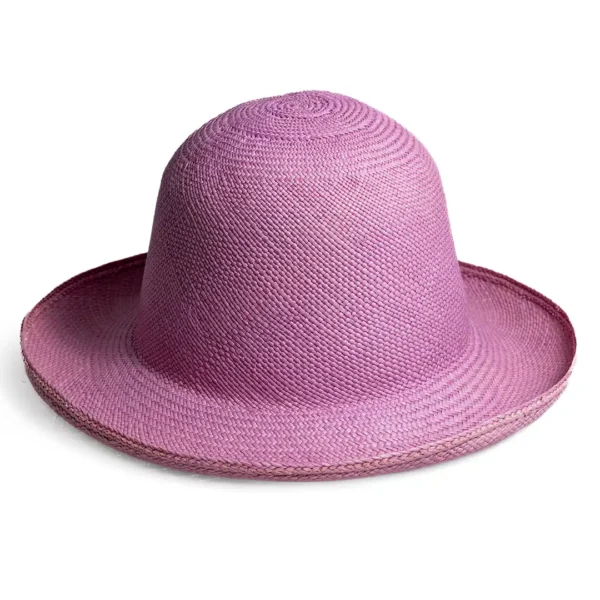 Modern Cloche Straw Hat Colorful Handmade Ecuador purple