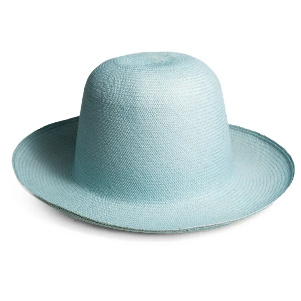 Resort Beach Hat for Women Handmade Toquilla Straw Blue