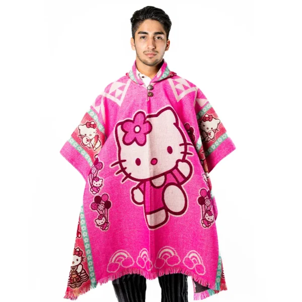 Wholesale Anime Style Poncho Alpaca Blend from Ecuador Hello kitty