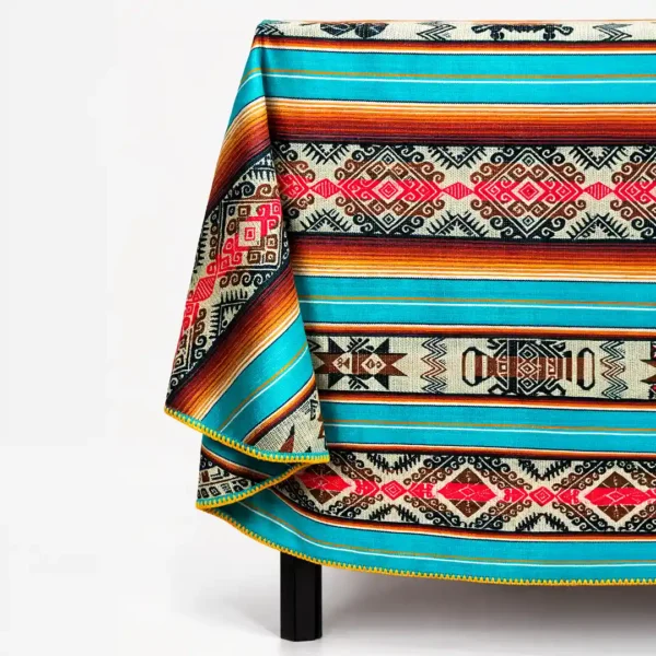 Andean Style Tablecloth Colorful Ethnic Table Cover Handmade in Ecuador