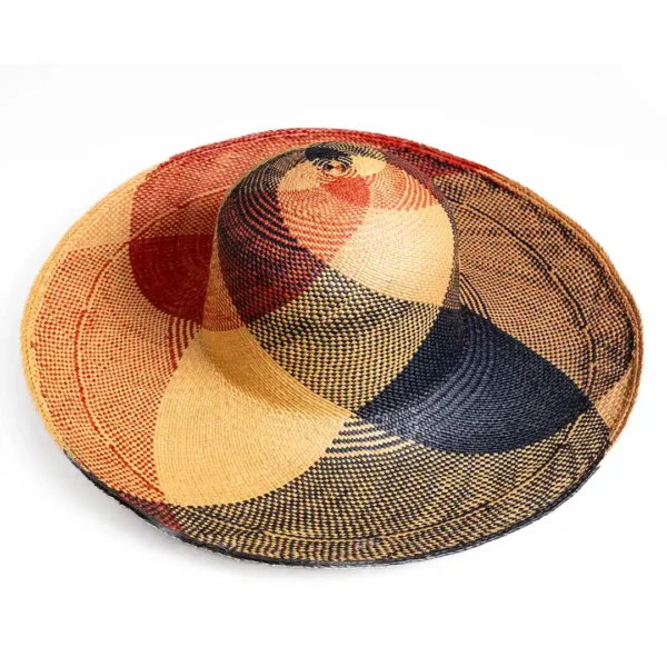 Artistic Multicolor Panama Hat Handmade Ecuador Wide Brim Statement Straw Hat Wholesale
