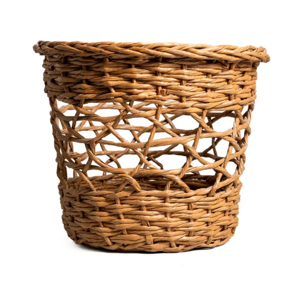 Boho Style Handwoven Basket Natural Fiber Decorative Storage Basket