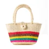 Colorful Boho Straw Tote Bag Handmade Ecuador Artisan Handbag