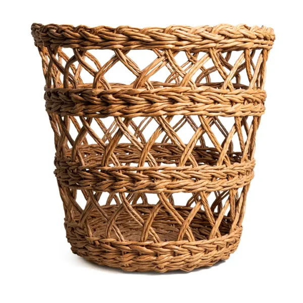 Handwoven Natural Fiber Basket Rustic Artisan Storage Basket Handmade