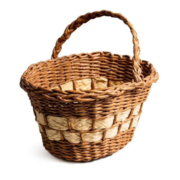 Handwoven Rustic Basket with Handle Natural Fiber Artisan Basket from Ecuador Wholesale