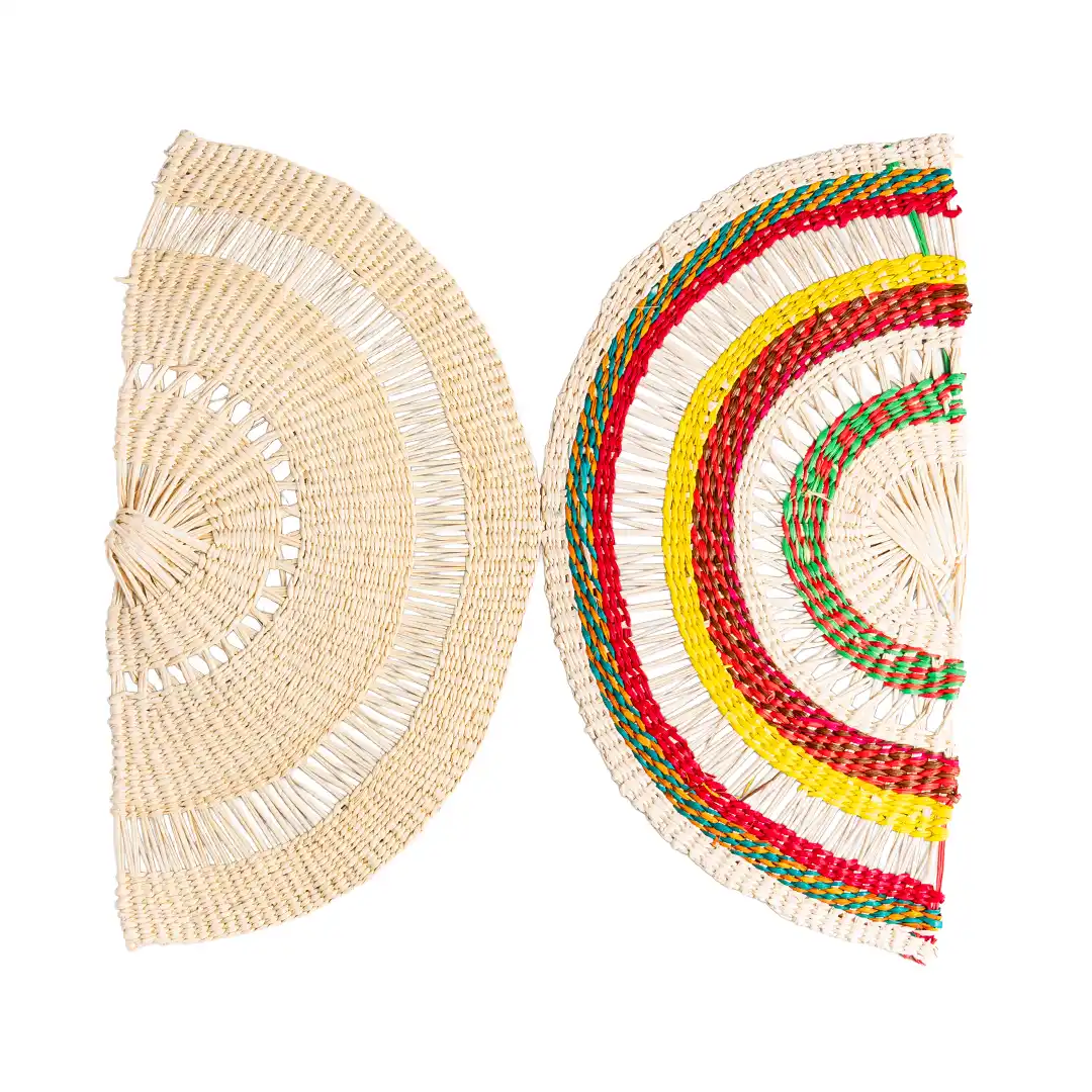 Handwoven Toquilla Straw Hand Handmade Ecuador Natural Fiber Artisan Summer Fan Wholesale