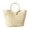 Handwoven natural straw tote bag handmade in Ecuador artisan beach handbag