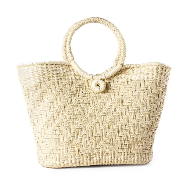 Handwoven natural straw tote bag handmade in Ecuador artisan beach handbag