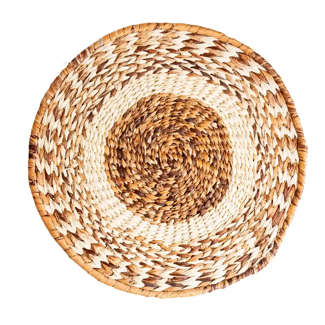 Individual Redondo Fibra Banano Bicolor Tejido Mano Decoración Mesa Por Mayor