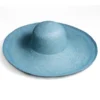 Light Blue Wide Brim Panama Hat Handmade Toquilla Straw Summer Beach