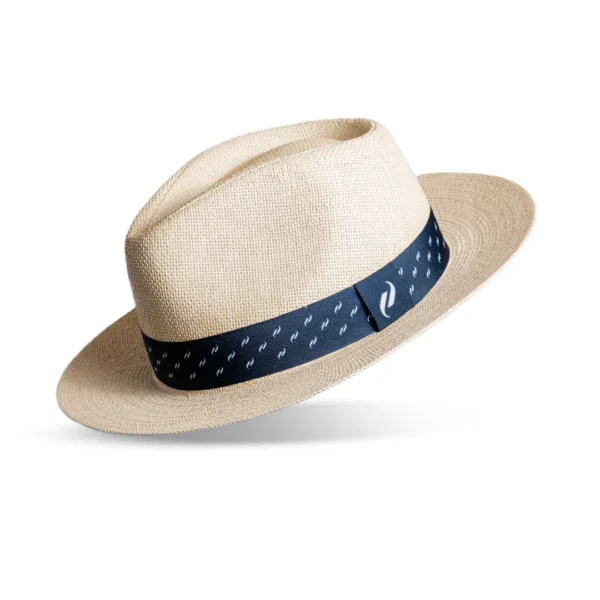 Luxury Panama Hat Fedora Genuine Ecuador Straw Hat with Navy Band Summer Designer Hat
