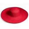 Luxury Red Wide Brim Panama Hat Handmade Toquilla Straw Statement Sun Hat