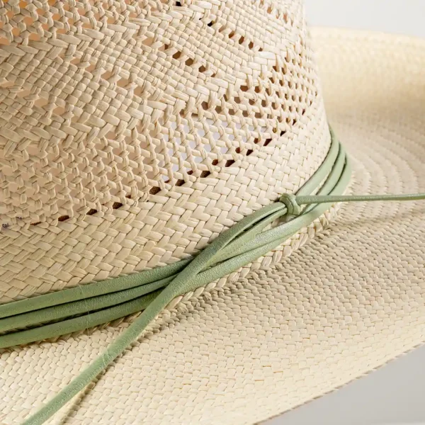 Luxury breeze weave Panama hat handmade in Ecuador with green leather band