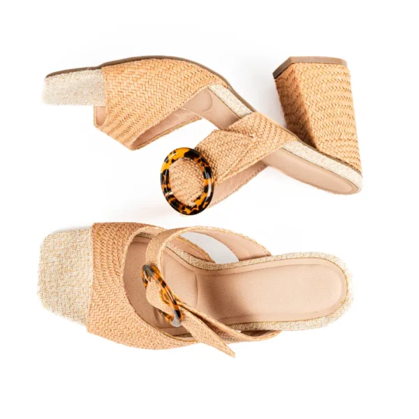 Natural Toquilla Straw High Heel Sandals Handmade in Ecuador Artisan Summer Fashion Footwear