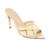 Natural Woven Fiber Stiletto Mule Artisan Summer Heel Sandal