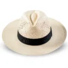 Panama hat woven with ventilated natural straw with black ribbon handmade in Ecuador
