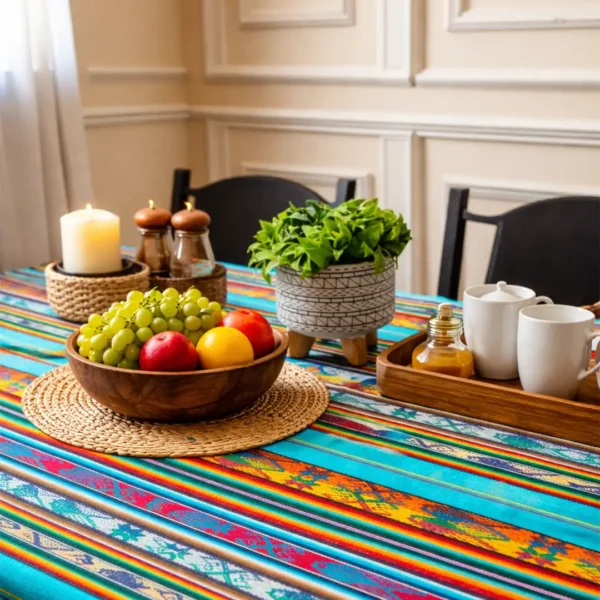 Rustic Southwestern Tablecloth Bohemian Andean Textile Table Decor