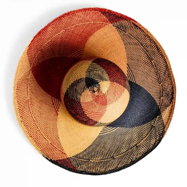 Statement Wide Brim Panama Hat Abstract Multicolor Handmade Straw Hat Pamela