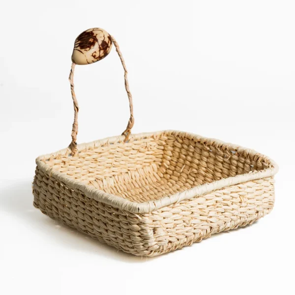 Sustainable handwoven basket with handle. Rustic basket for storage and gift Napkin holder