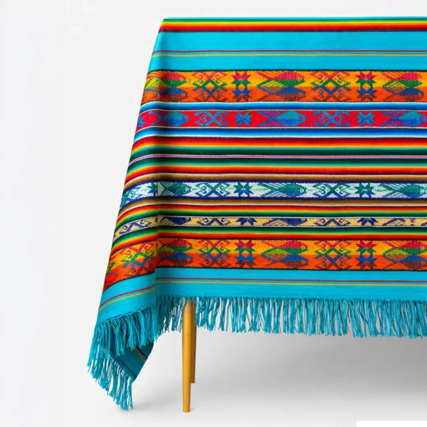 Traditional Andean Tablecloth Colorful Boho Ethnic Table Cover