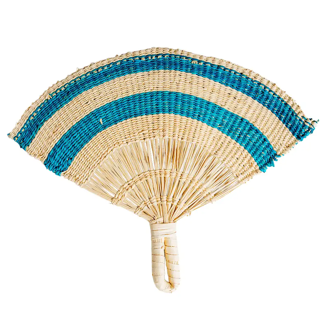 Traditional Toquilla Straw Hand Fan Handmade Ecuador Artisan Craft