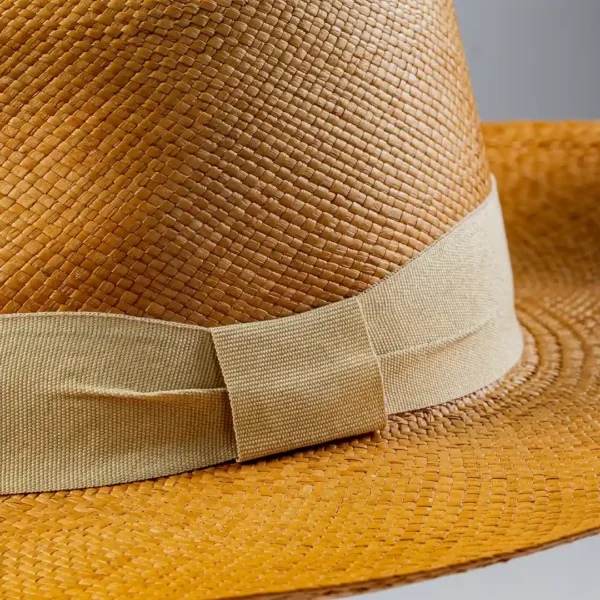 montecristi panama hat habano fedora beige band
