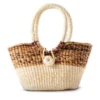 two tone natural brown straw tote ecuador