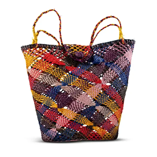 two tone straw tote bag handmade ecuador