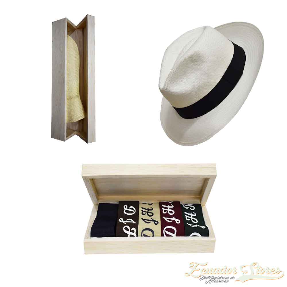 Sombrero Panamá con caja de balsa y varias cintas